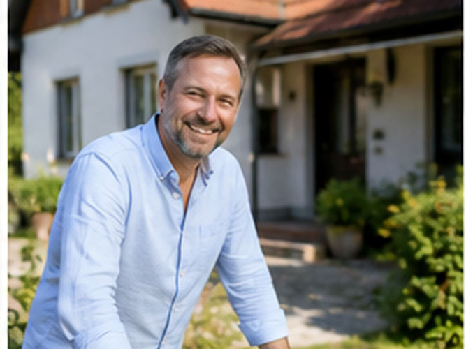 Wohnhäuser in einer sächsischen Kleinstadt mit grüner Umgebung